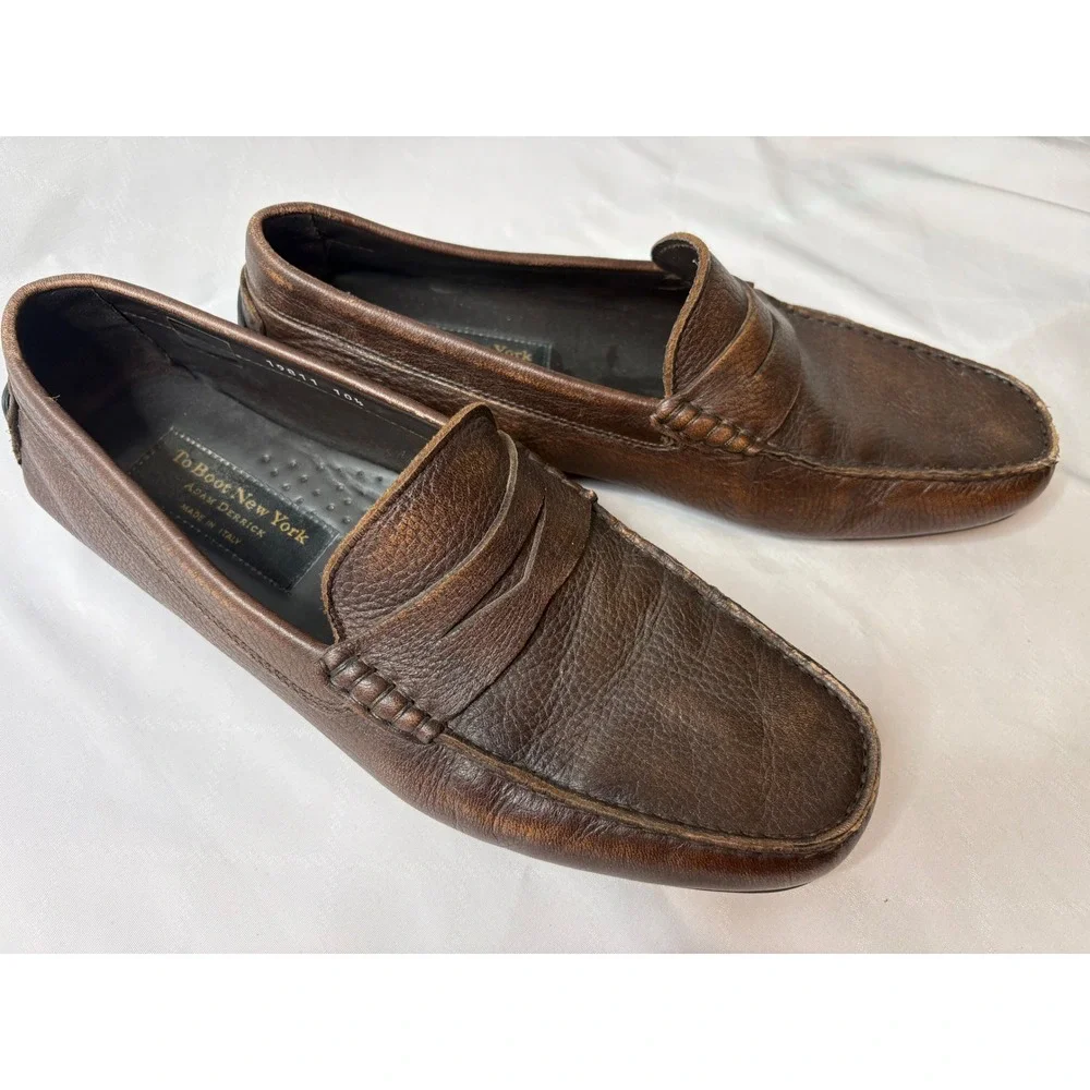 TO BOOT NEW YORK Mens Brown Leather Penny Loafer 10.5 Italian Old Money Preppy